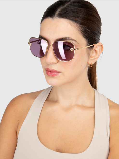 Versace Pink Mirrored Square Sunglasses