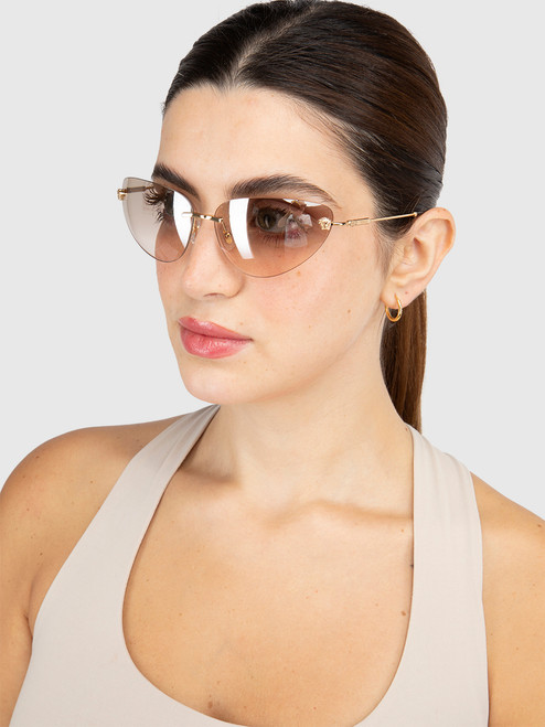 Versace Beige Mirror Cat Eye Sunglasses