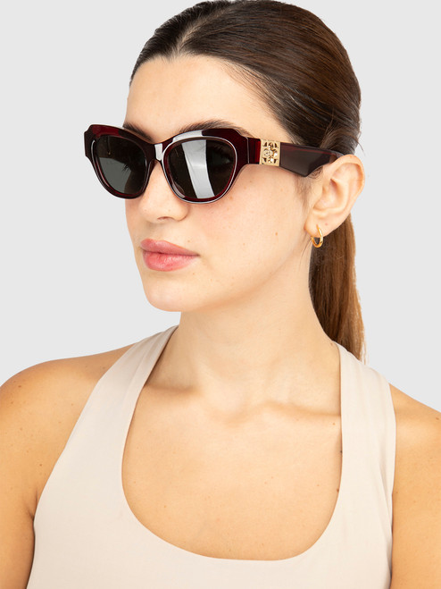 Burberry Bordeaux Logo Cat Eye Sunglasses