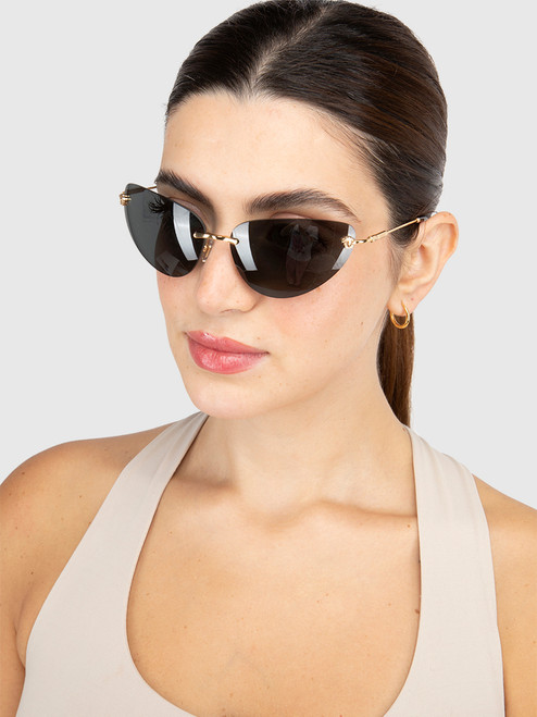 Versace Black Rimless Cat Eye Sunglasses