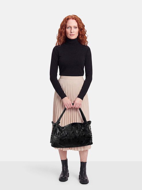 Chanel 06-08 Black Leather CC Patchwork Brooklyn Hobo