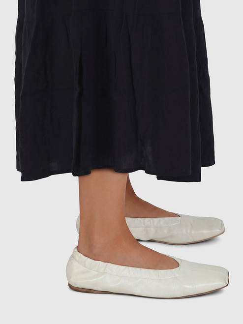 Jil Sander Ecru Leather Ballet Flats