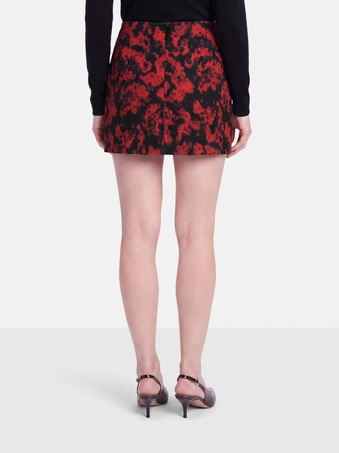 16 Arlington Red & Black Abstract Patterned Skirt