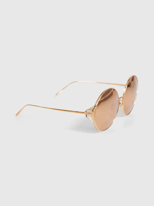 Linda Farrow Gold Mirror Round Sunglasses