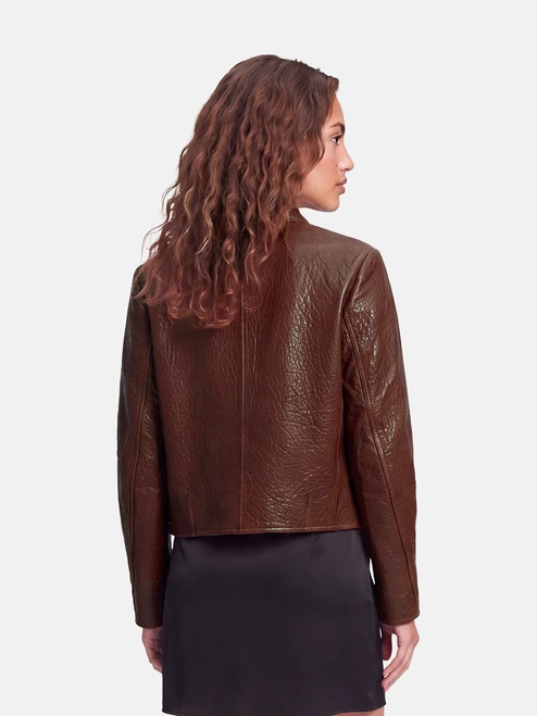 Sandro Brown Lamb Leather Jacket