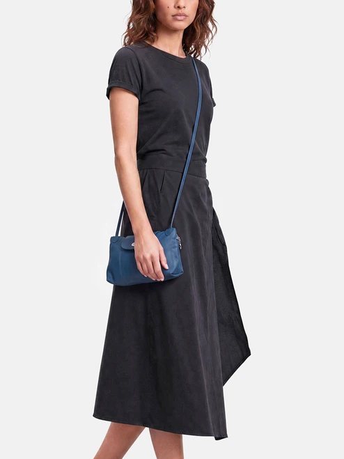 Longchamp Navy Le Pliage Cuir Mini Bag