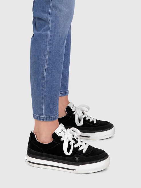 Chanel Black Suede CC Sneakers