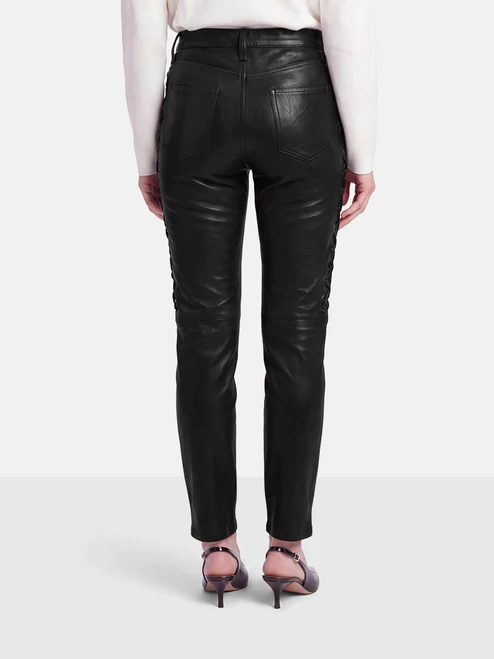Rag & Bone Black Lamb Leather Laced Trousers