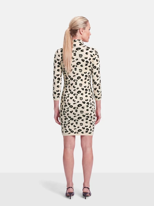 Blumarine Beige Leopard Print Knit Dress