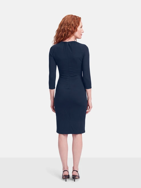 Roberto Cavalli Navy Rose Neckline Dress