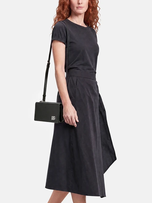 Dolce & Gabbana Black Leather Mini DG Crossbody
