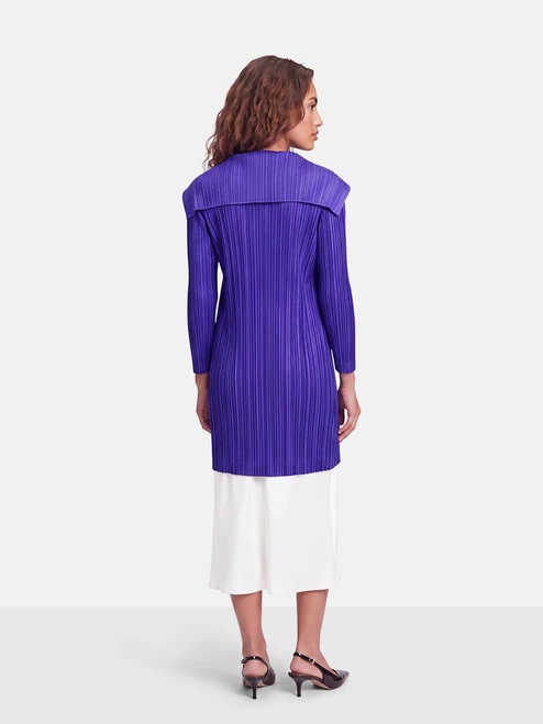 Issey Miyake Purple Pleated Button Up Coat