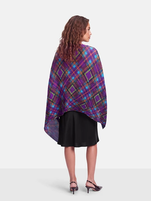 Issey Miyake Pleats Please Tartan Pleated Poncho