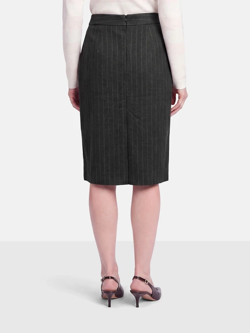 Maison Margiela Grey Wool Pinstripe Skirt