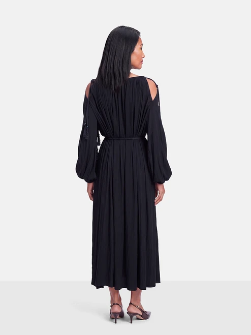 Lanvin Navy Belted Long Sleeve Dress