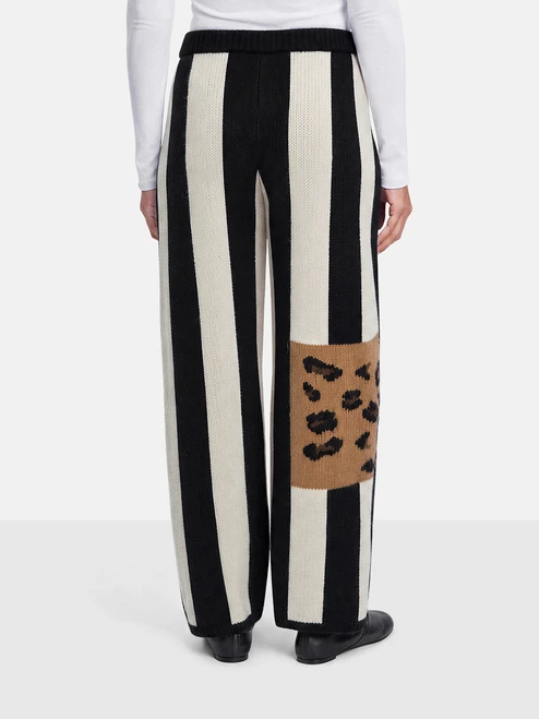 Joseph Striped & Leopard Cashmere Knit Trousers