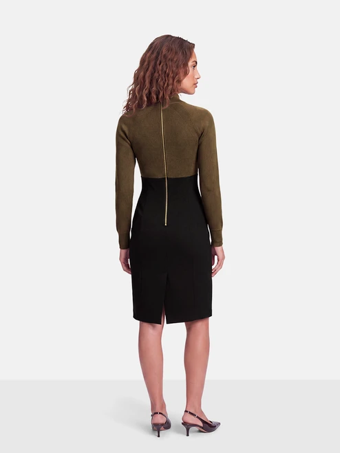 Burberry Green & Black Knit Panel Dress