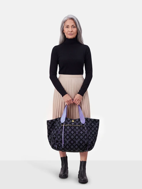 Louis Vuitton 2009 Black & Purple Cabas Ipanema GM Bag