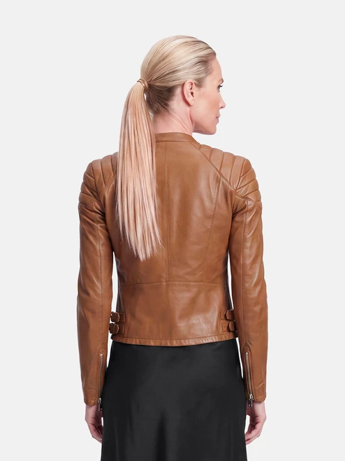 Gucci Brown Leather Quilted Shoulder Jacket