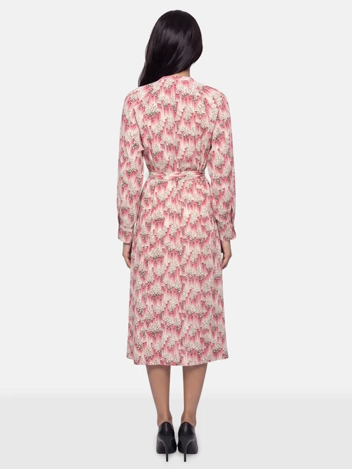 Isabel Marant Pink Silk Abstract Belted Dress