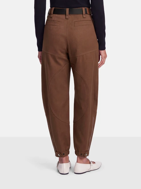 Chloé Dark Chestnut Wool Belted Tapered Trousers