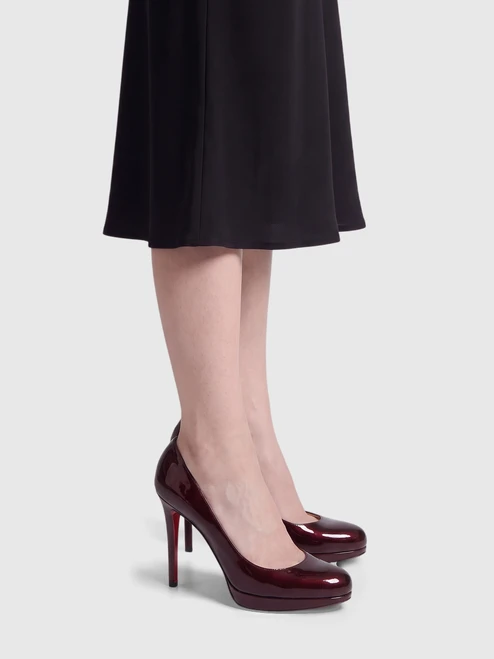 Christian Louboutin Burgundy Patent Platform Pumps