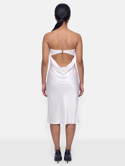 Bec + Bridge White Strapless Mini Satin Dress