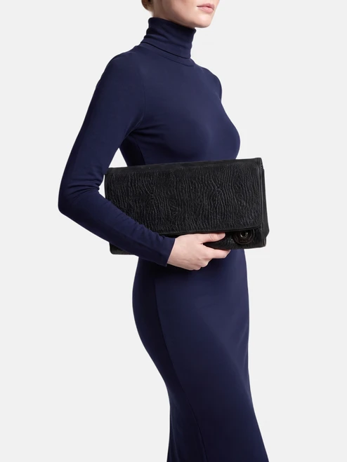 Dries Van Noten Black Ponyhair Clutch