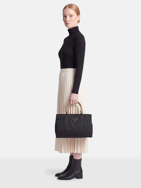 Prada Black Tessuto Metallo Handbag