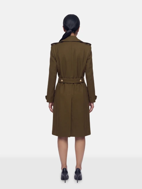 Balenciaga Khaki Wool Double Breasted Military Coat