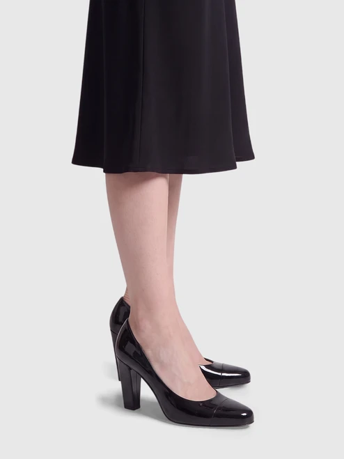 Prada Black Patent Leather Block Heel Pumps