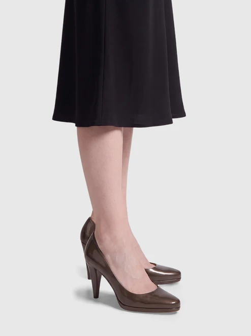 Prada Brown Patent Leather Slip On Pumps