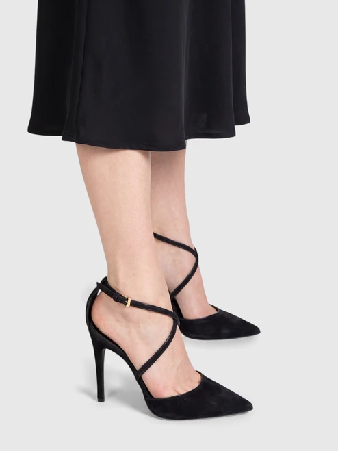 Max Mara Black Point Toe Suede Heels