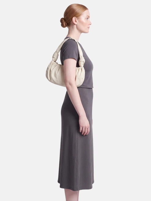 Miu Miu Ecru Leather Gathered Knot Bag