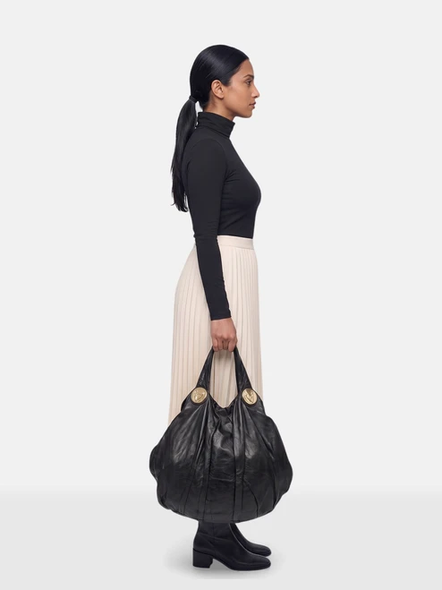 Gucci Black Leather Hysteria Tote Bag