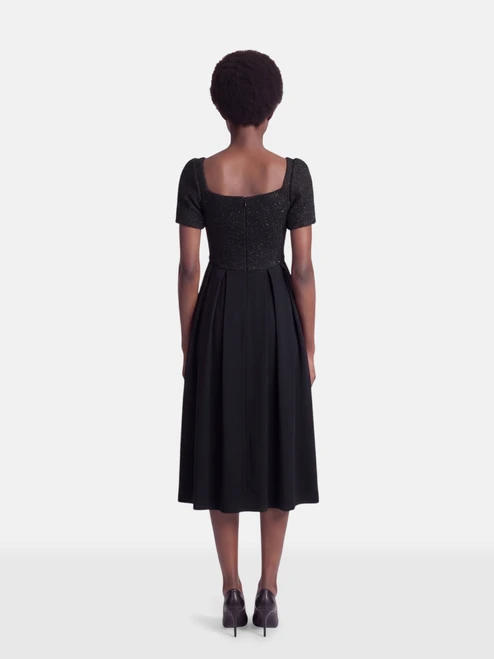 Self-Portrait Black Boucle Midi Dress