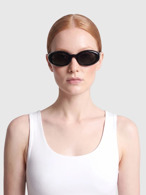 Miu Miu Black Oval Logo Sunglasses