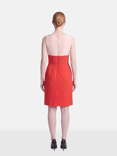 Oscar de la Renta Red & Pink Two Tone Dress