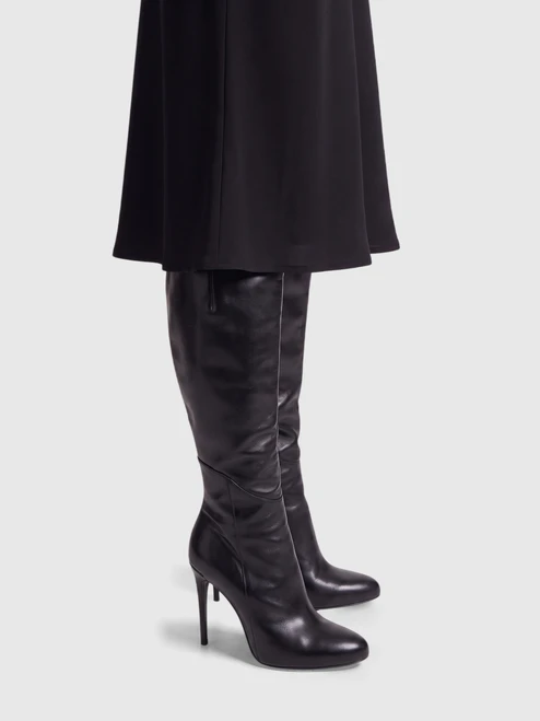 Gucci Black Leather Knee High Stiletto Boots