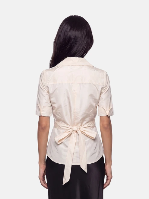 Diane Von Furstenberg Beige Silk Taffeta Wrap Top