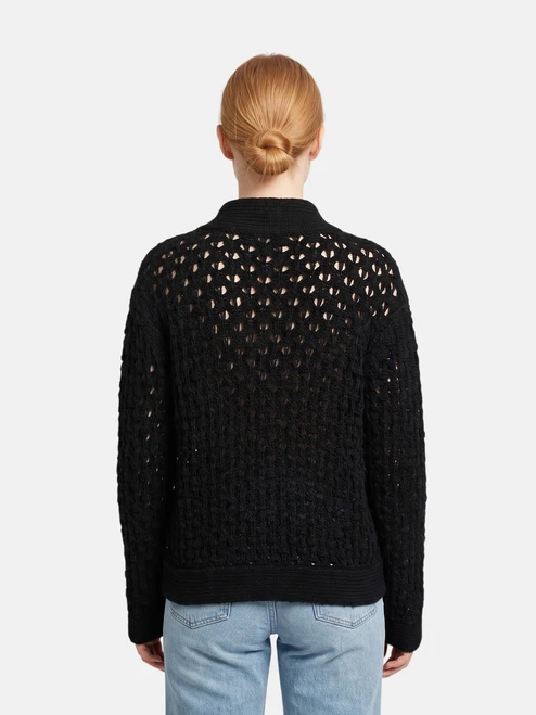 Max Mara Black Wool Button Up Cardigan