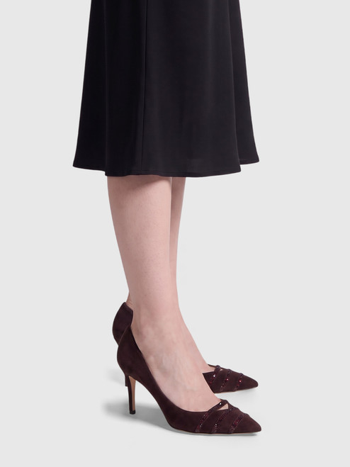 Jimmy Choo Burgundy Suede Crystal Pumps
