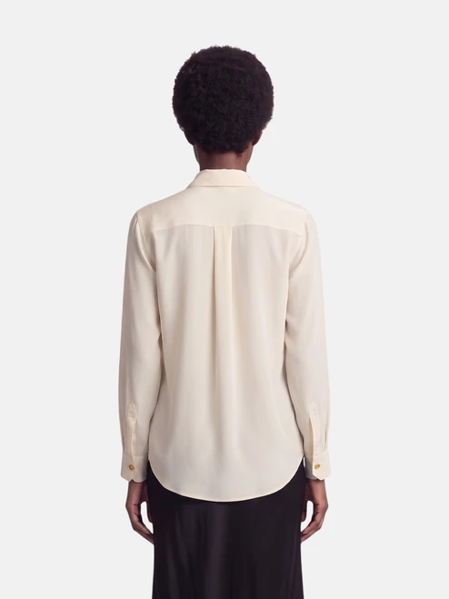 Gucci Ecru Silk Sheer Neck Tie Shirt