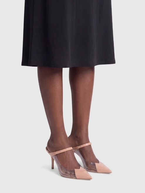 Malone Souliers Nude Patent PVC Panel Mules