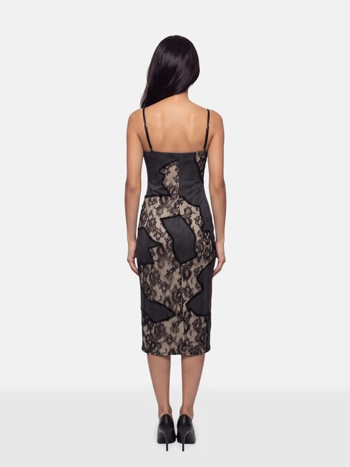 La Perla Grey Silk Lace Trim Bustier Dress