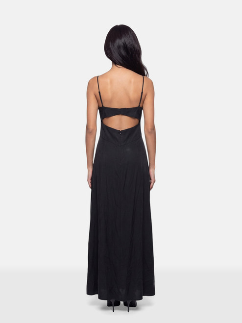 L'Agence Black Silk Cut Out Maxi Dress