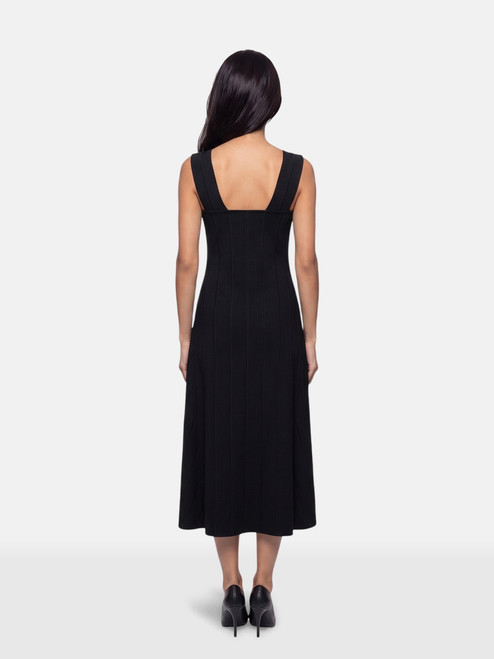 Theory Black Ribbed Midi Dress