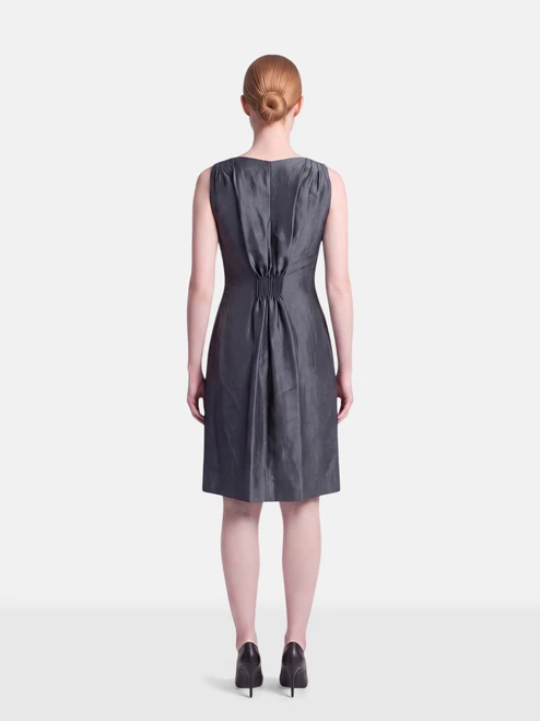 Moschino Navy Silk Bow Detail Dress