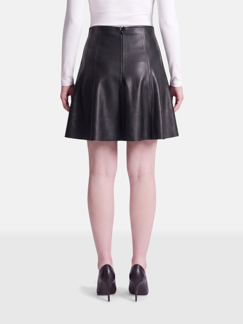 Norma Kamali Black Vegan Leather Panelled Skirt