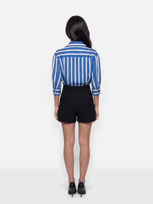 Sandro Blue & Black Striped Playsuit
